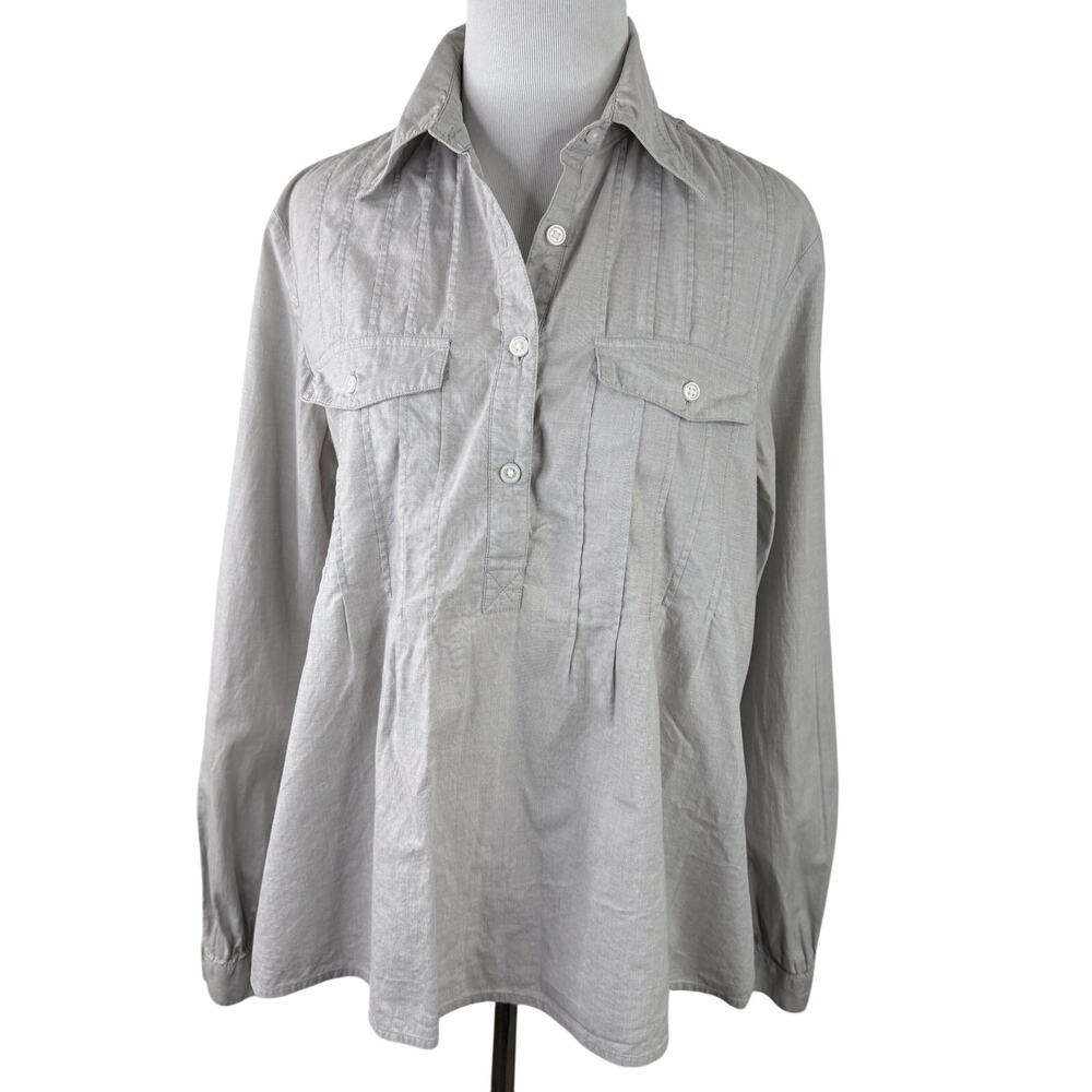 Mexx Women's Grey Half Button Pleated Shirt Size 38 / Medium